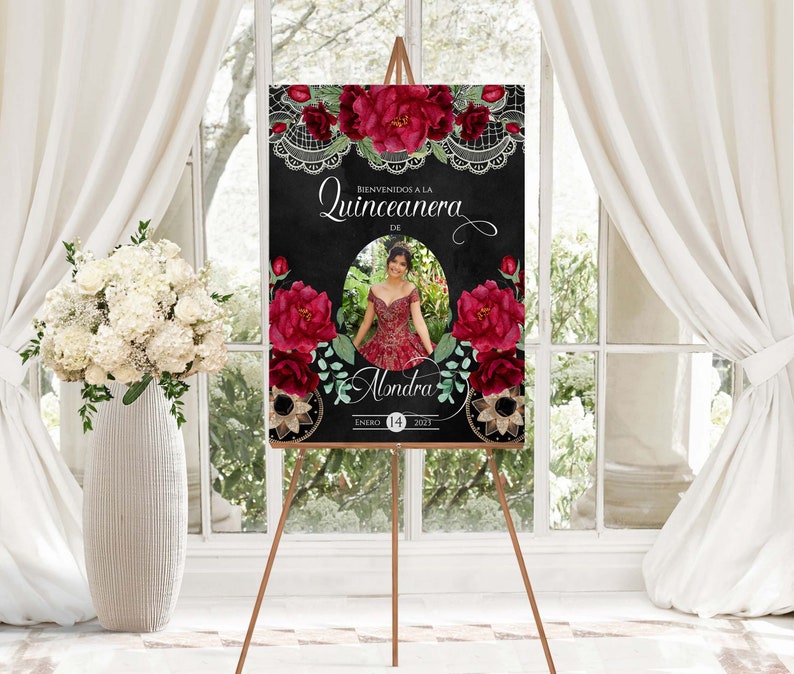 Red Charro Quinceanera, Charro Quinceanera, Red and Gold Quinceanera, Charro Welcome Sign, Western Quinceanera Invitation, Charro 7