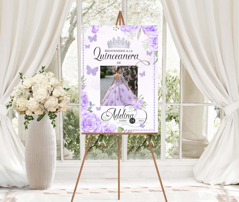 Purple Butterfly Quinceanera Welcome Sign, Butterfly Quinceanera, Purple Quinceanera, Mis Quince Anos, 15th Birthday, Pastel Purple, Roses