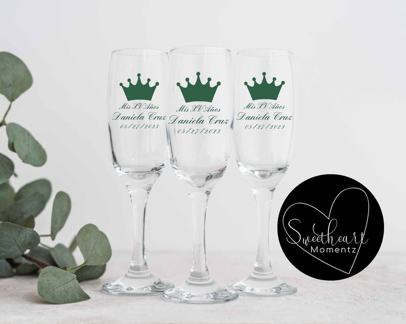 Quinceanera Champagne Glass Svg, Personlized Mis XV Anos Champagne Glass, Copa de Quinceañera, Quinceanera svg, Mis Quince Anos Svg