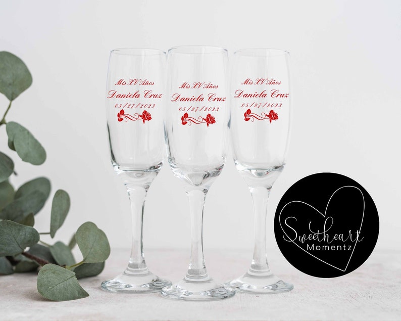 Quinceanera Champagne Glass Svg, Personlized Mis XV Anos Champagne Glass, Copa de Quinceañera, Quinceanera svg, Mis Quince Anos Svg