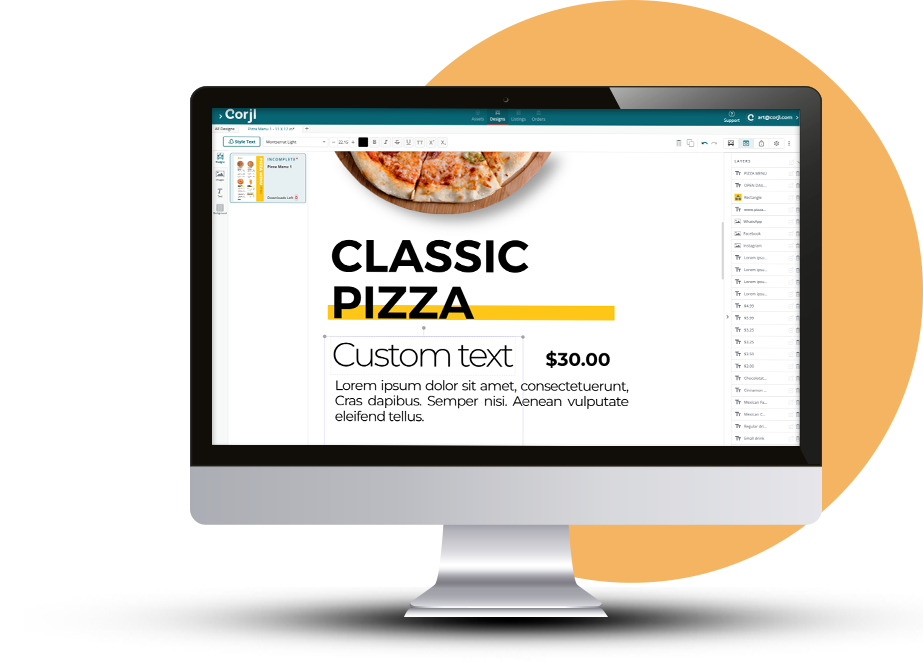 Corjl has advanced template creation and editing options for business.